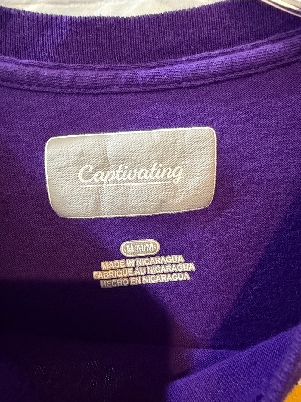 LSU Tigers Purple Short Sleeve Tee with Yellow Logo - Picture 2 of 3